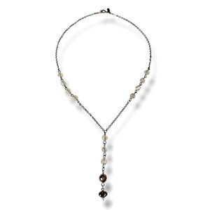 Napier Vintage Silver Gunmetal Heart Lariat Necklace